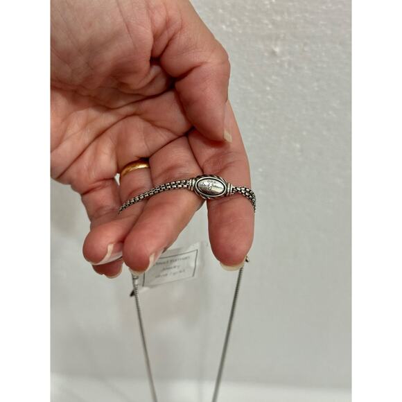 David Yurman Sterling Silver 18K Yellow Gold/Diamonds Crossover Pendant Necklace - Picture 6 of 7